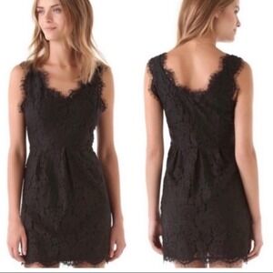 Joie $338 Size S Black Rory Scalloped Eyelash Lace Short Cocktail Party‎ Dress